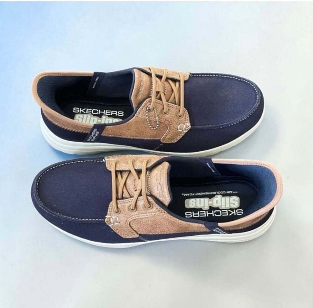 Skechers Slip-ins: On-The-Go Flex - Palmilla Navy/Tan Boat Shoes Size 9.5